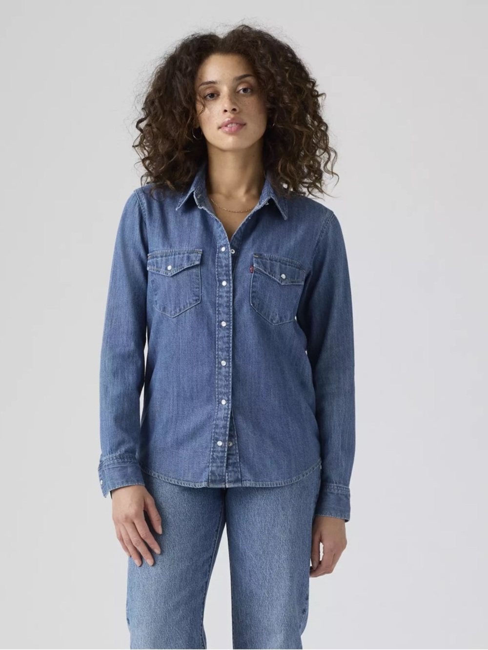 NWT Levi’s Iconic Western Denim Shirt  Small Medium Wash Snap Button Classic